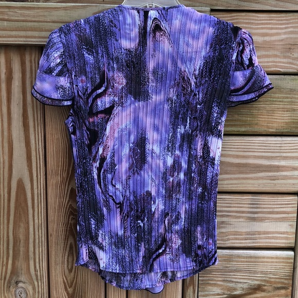 Like new!- LAURA PETITES Ruffle Front Pleated Short Sleeve Blouse - Picture 6 of 6